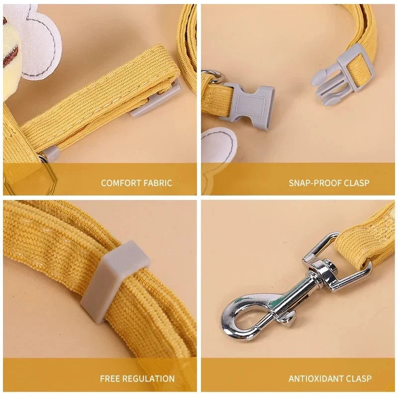 Cartoon Bee Pet Harness Leash & Collar Set
